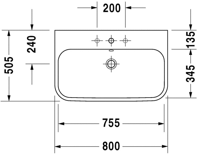 Раковина Duravit Happy D.2 2318800030 80 см глазуровка снизу