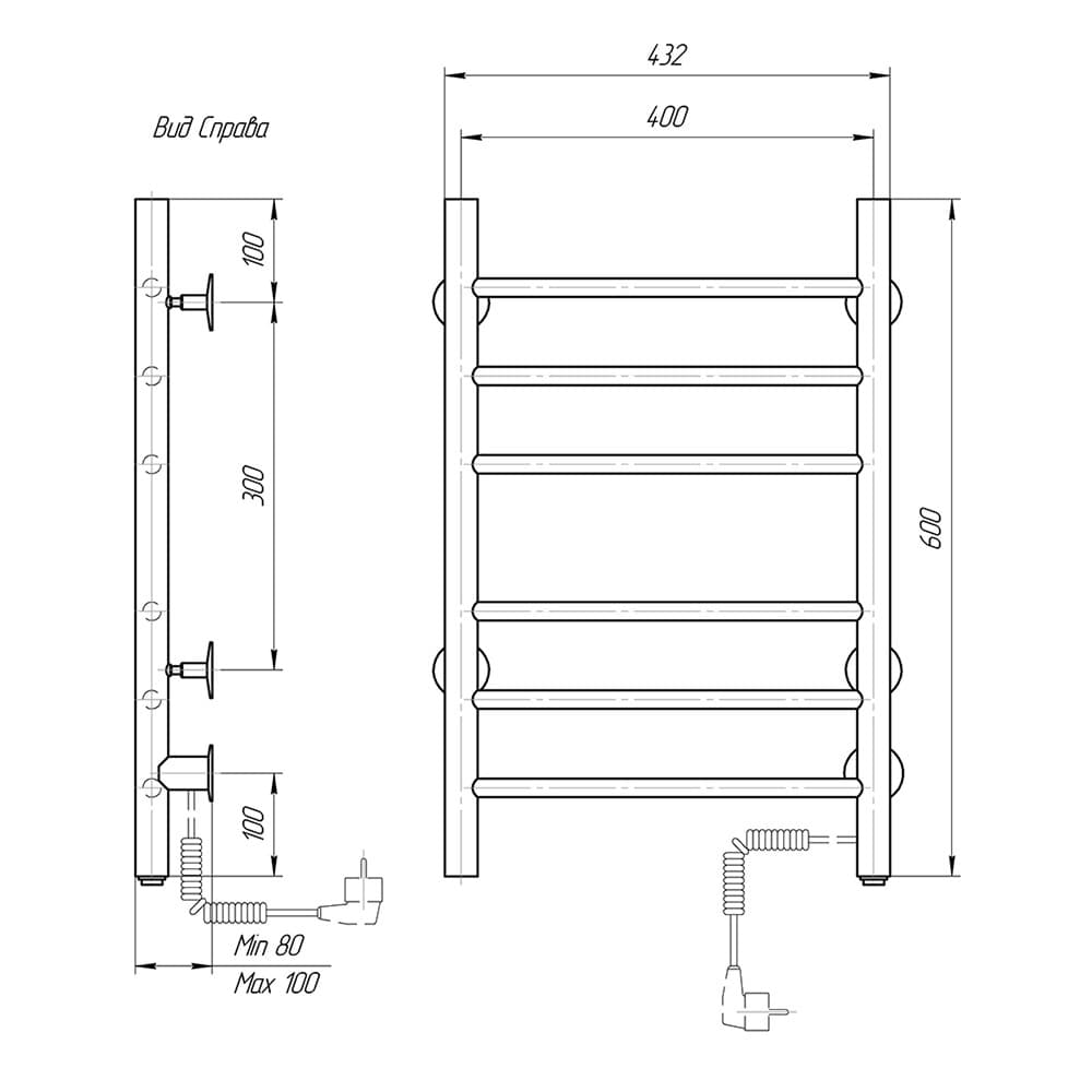 Электрический полотенцесушитель Domoterm Аврора DMT 109-6 40x60, R
