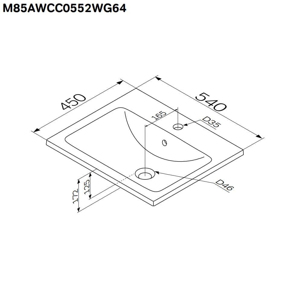 Мебельная раковина Am.Pm X-Joy M85AWCC0552WG64 54х45 см