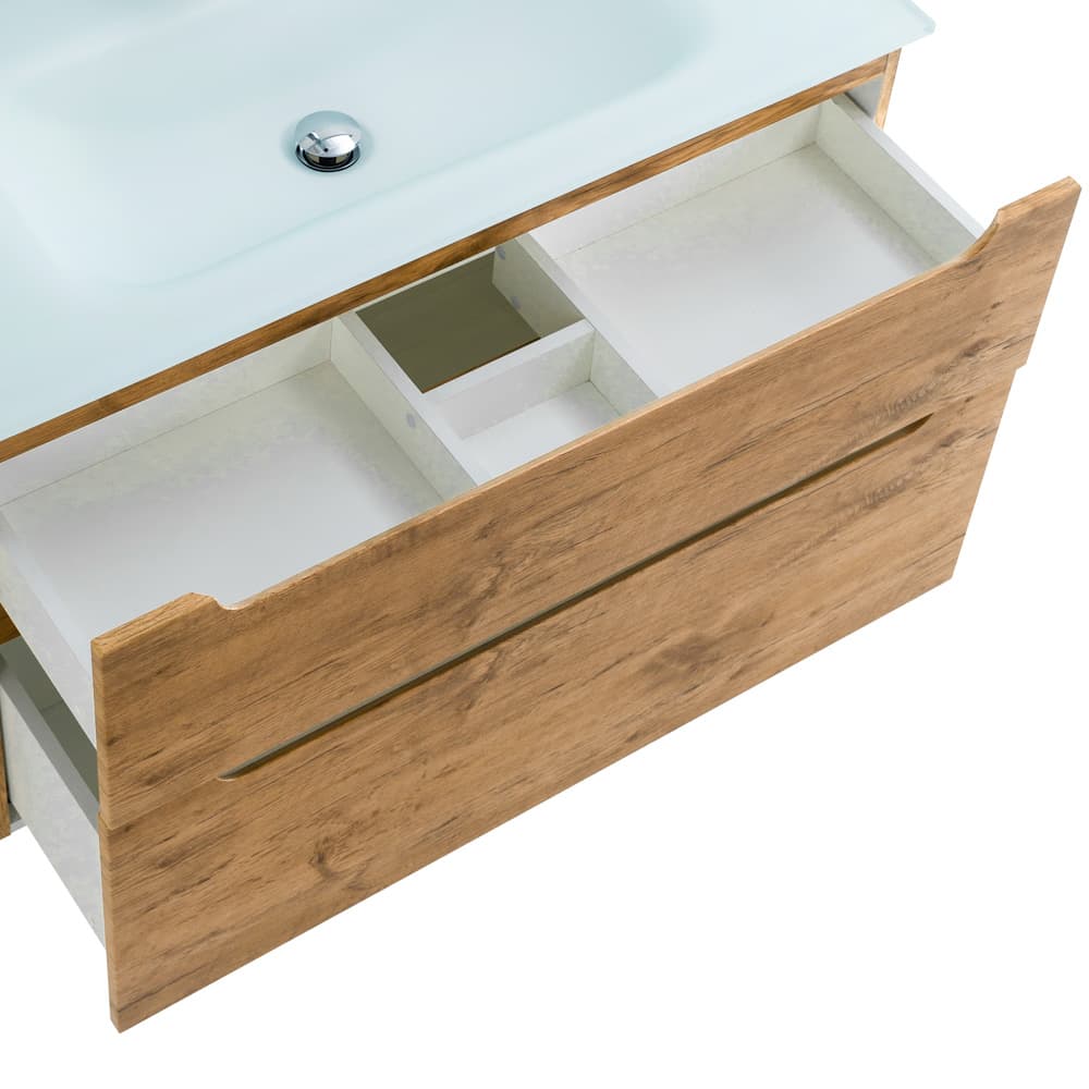 Мебель для ванной BelBagno Etna H-60 90 подвесная, 2 ящика, Rovere Nature (раковина BB910/465-LV-VTR-BO)