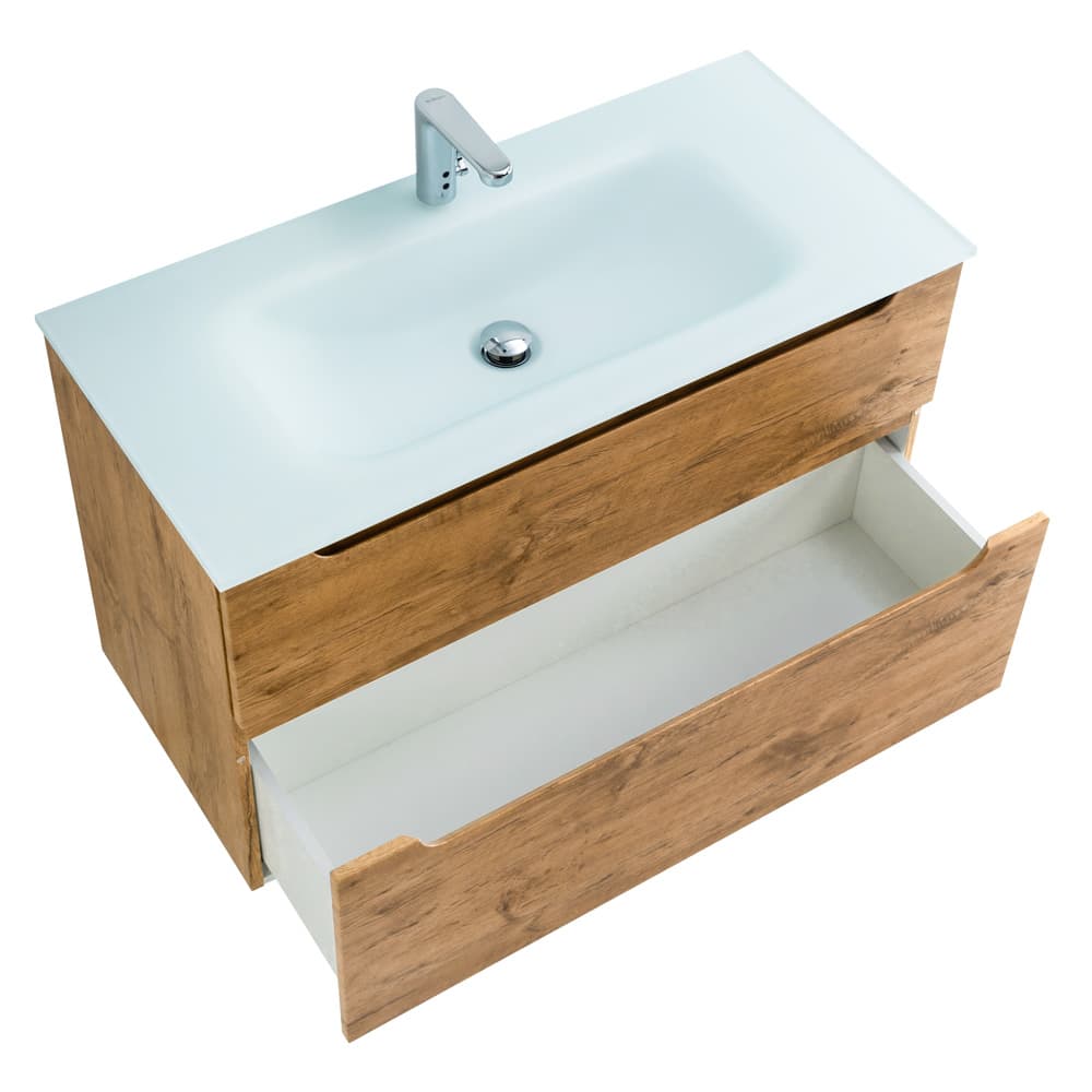 Мебель для ванной BelBagno Etna H-60 90 подвесная, 2 ящика, Rovere Nature (раковина BB910/465-LV-VTR-BO)