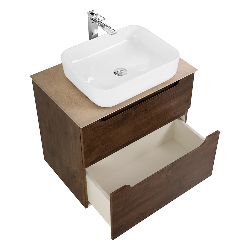 Тумба со столешницей BelBagno Etna H-60 60 подвесная, 2 ящика, Rovere Moro