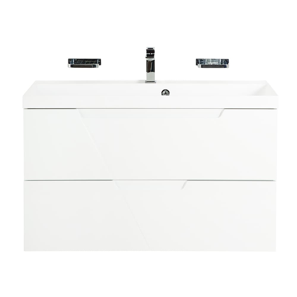 Мебель для ванной BelBagno Vittoria 80 подвесная, 2 ящика, Bianco Lucido (раковина BB800/450-LV-MR-AST)
