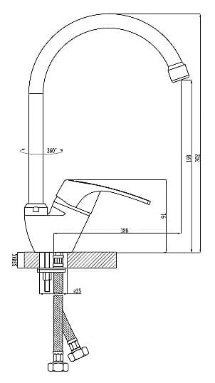 Смеситель для кухонной мойки Rossinka D40-23