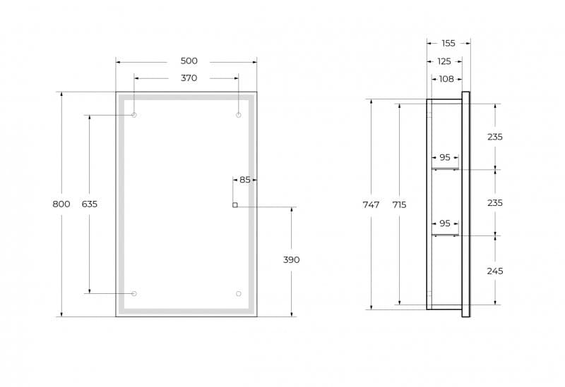 Зеркало-шкаф BelBagno SPC-GRT-500/800-1A-LED-TCH с подсветкой