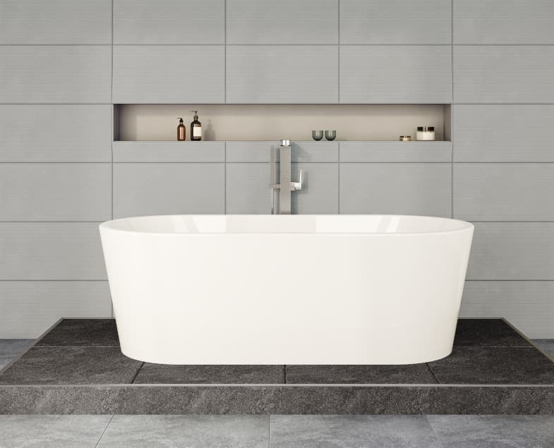 Акриловая ванна VitrA Geo 180x80 отдельностоящая, с ножками и скрытым сифоном