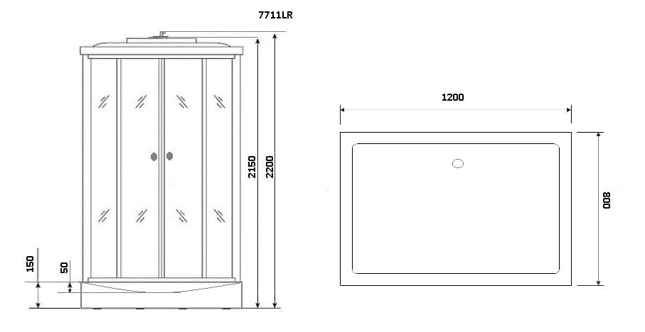 Душевая кабина Niagara Lux 7711WR 120x90 хром, металлик