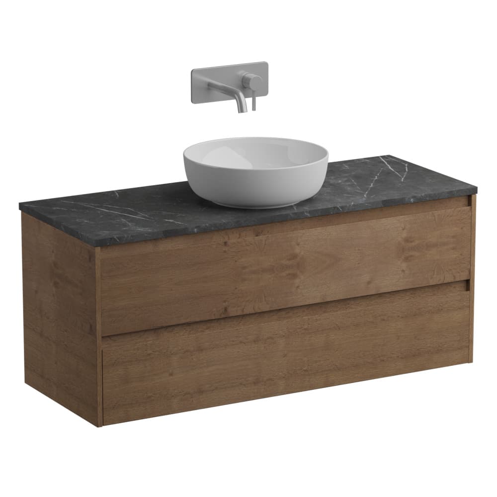 Тумба со столешницей BelBagno Kraft 120 без отверстия под смеситель, подвесная, 2 ящика, Rovere Tabacco