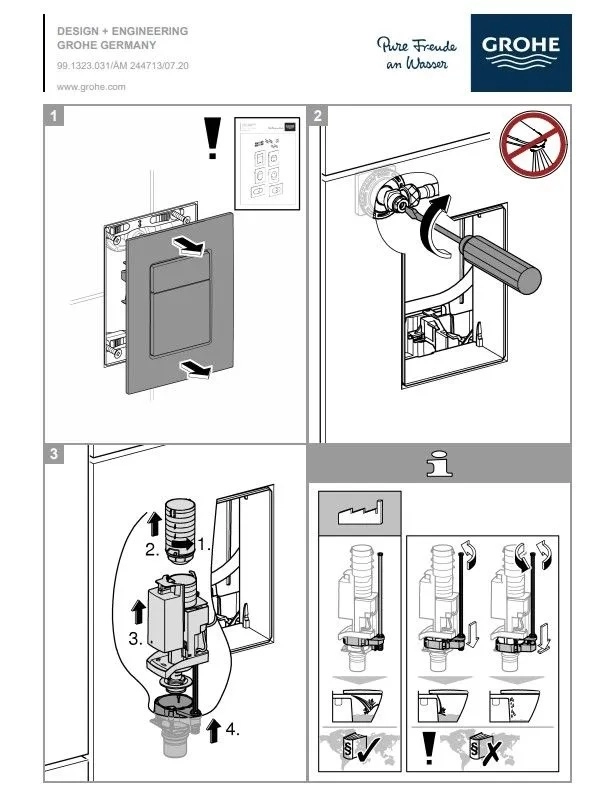 Инсталляция для унитазов Grohe Rapid SL 1000046 5 в 1 cо звукоизоляционным комплектом и редуктором потока воды, кнопка смыва черная матовая