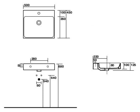 Раковина Kerasan Cento 353001 50х45 см