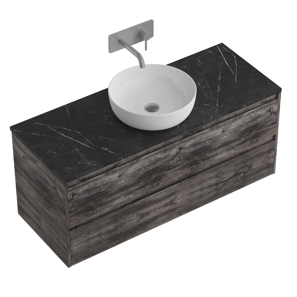 Мебель для ванной BelBagno Kraft 120 без отверстия под смеситель, подвесная, 2 ящика, Pino Pasadena
