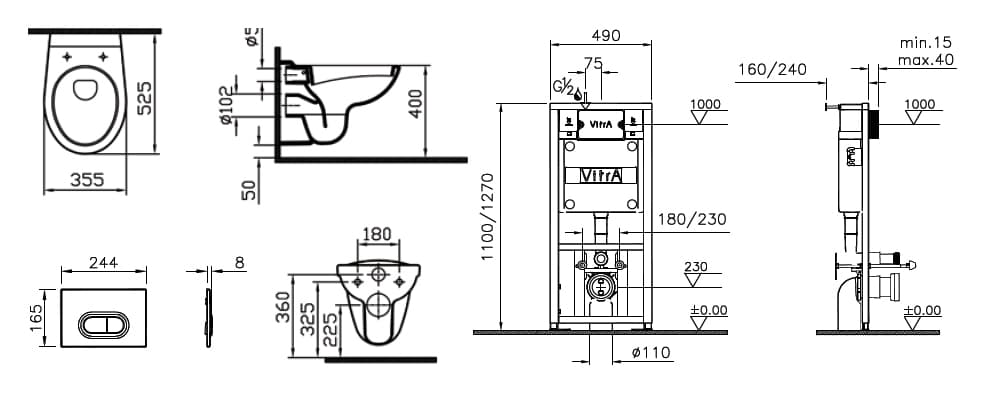 Комплект VitrA Normus 9773B003-7201 кнопка белая