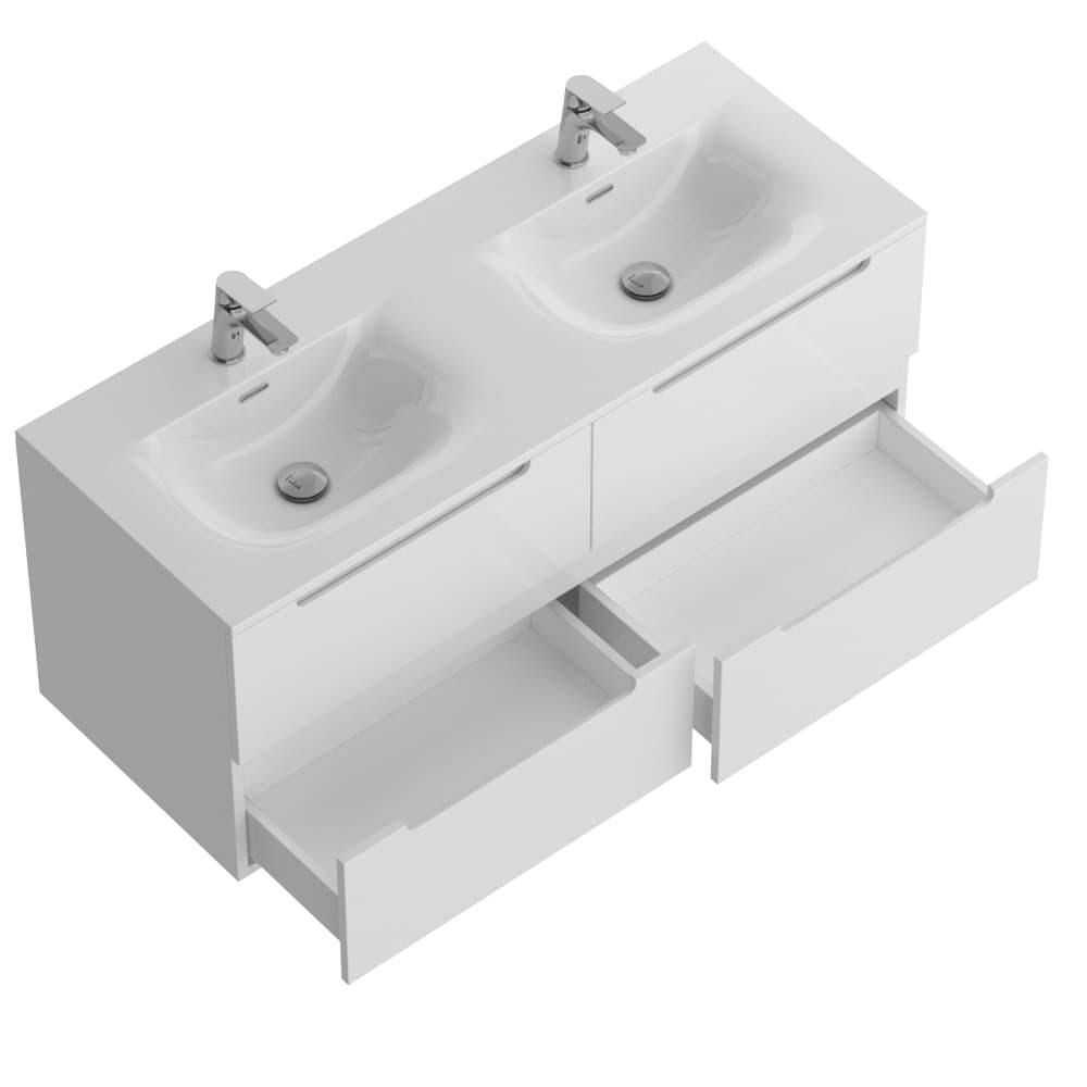 Мебель для ванной Belbagno Etna 120 подвесная, 4 ящика, Bianco Lucido (раковина BelBagno BB-8099-120-2)