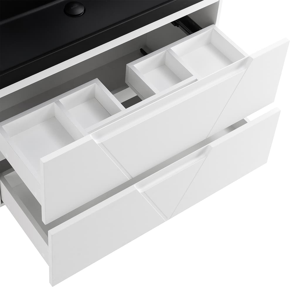 Мебель для ванной BelBagno Vittoria 90 подвесная, 2 ящика, Bianco Opaco (раковина BB900/450-LV-ART-AST-NERO)