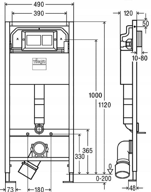 Комплект инсталляция Viega Prevista Dry 792596 +кнопка +унитаз beWash Vettern 82323201 микрофлит