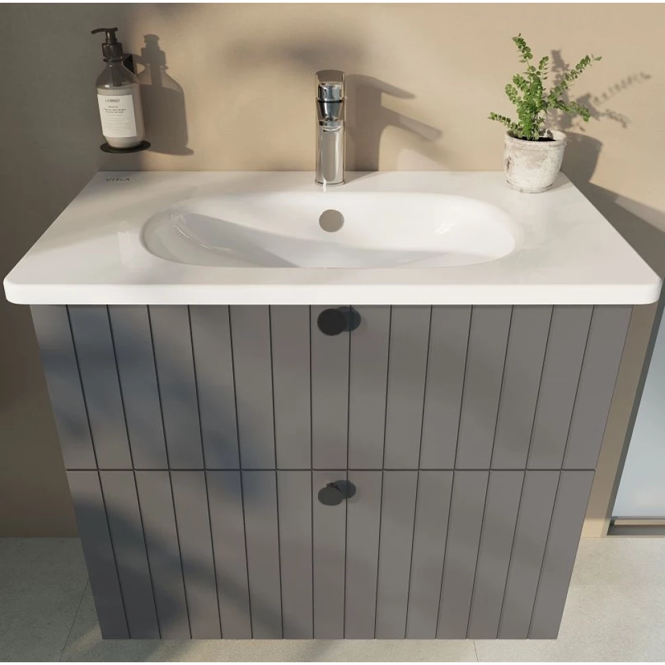 Мебель для ванной VitrA Root Groove 80 подвесная, серый матовый