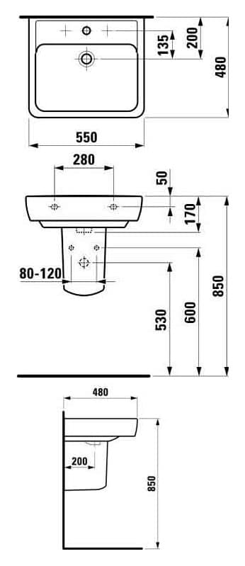 Раковина Laufen Pro A 8.1895.1.000.104.1 55x48 см