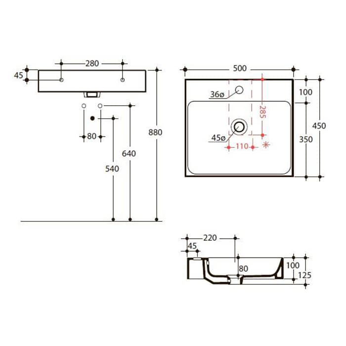 Раковина Kerasan Cento 353030 50х45 белая матовая