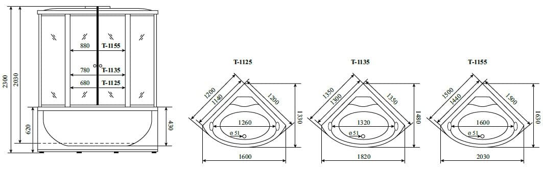 Душевой бокс Timo Standart T-6625SF профиль хром