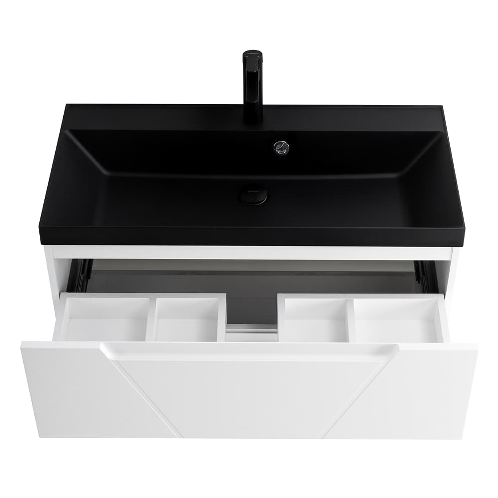 Мебель для ванной BelBagno Vittoria 80 подвесная, 2 ящика, Bianco Opaco (раковина BB800/450-LV-ART-AST-NERO)