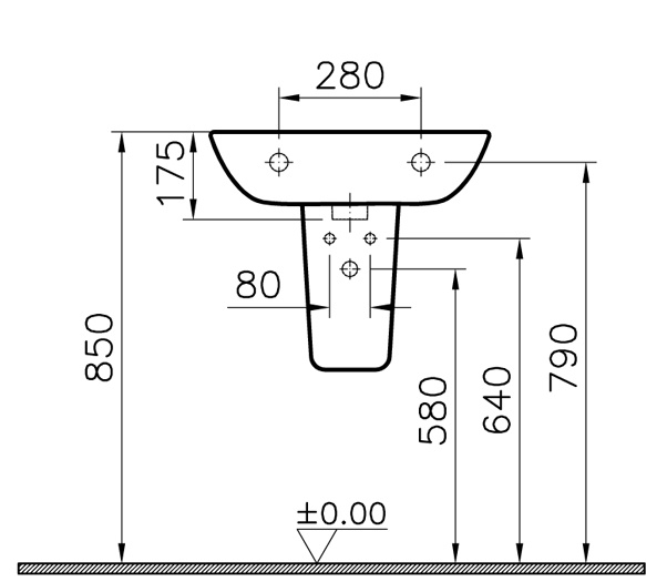 Раковина VitrA S20 5502B003-0001 55 см с полупьедесталом
