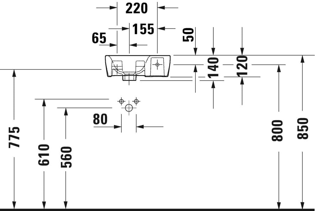 Раковина Duravit DuraStyle 0713360000 36 см смеситель справа