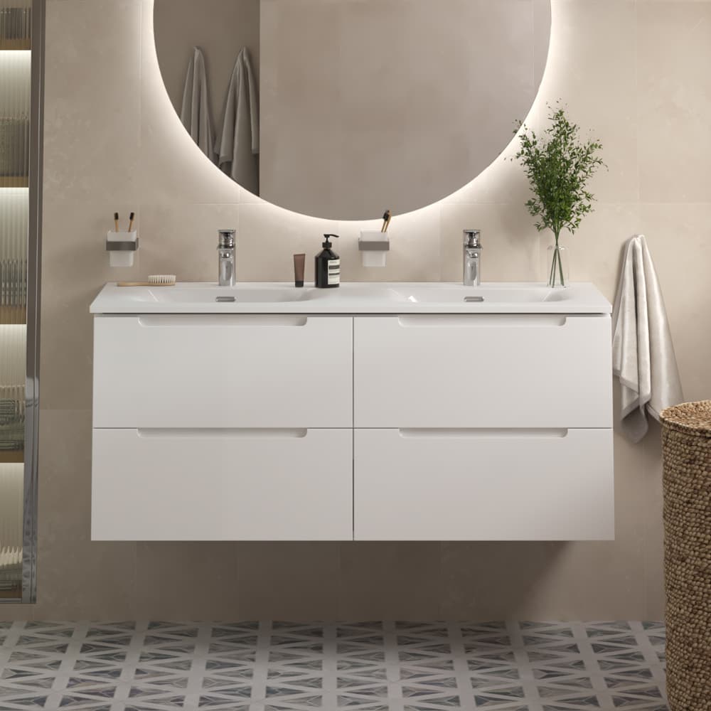 Мебель для ванной Belbagno Etna 120 подвесная, 4 ящика, Bianco Lucido (раковина BelBagno BB-8099-120-2)