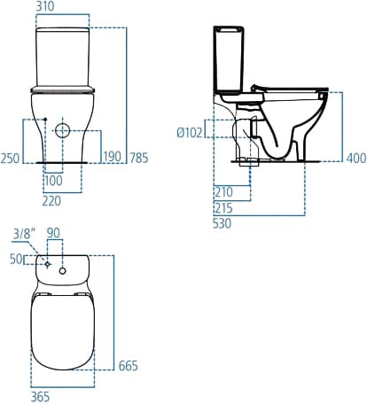 Унитаз-компакт Ideal Standard Tesi AquaBlade T008701 безободковый