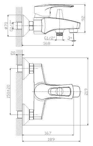 Смеситель Rossinka T T40-31 для ванны с душем