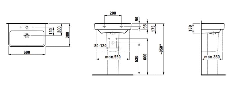 Раковина Laufen Pro S 60x38 см 8.1895.9.000.104.1
