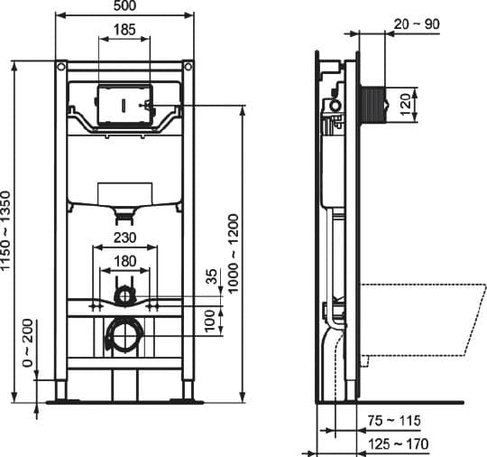 Инсталляция для унитазов Ideal Standard Prosys Frame R020467