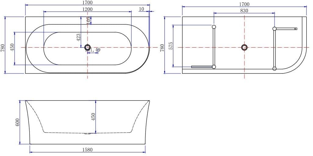 Акриловая ванна Allen Brau Priority 170x78 139778B-MW белая матовая правая