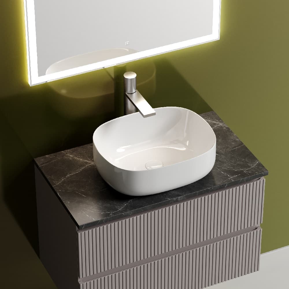 Мебель для ванной Sancos Snob T 80 подвесная, столешница black sky, Doha Soft (с отверстием под смеситель)