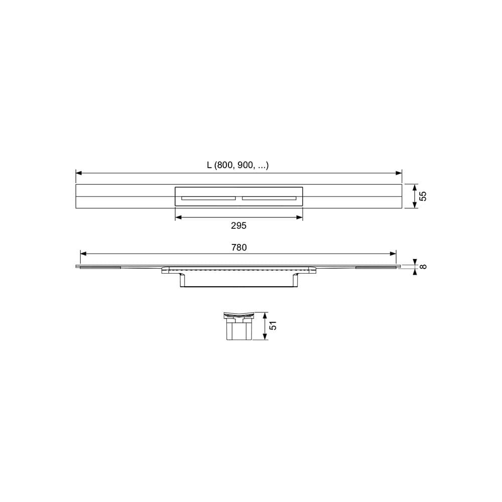 Душевой лоток TECE Drainprofile 670812, золото (с опорами и сифоном)