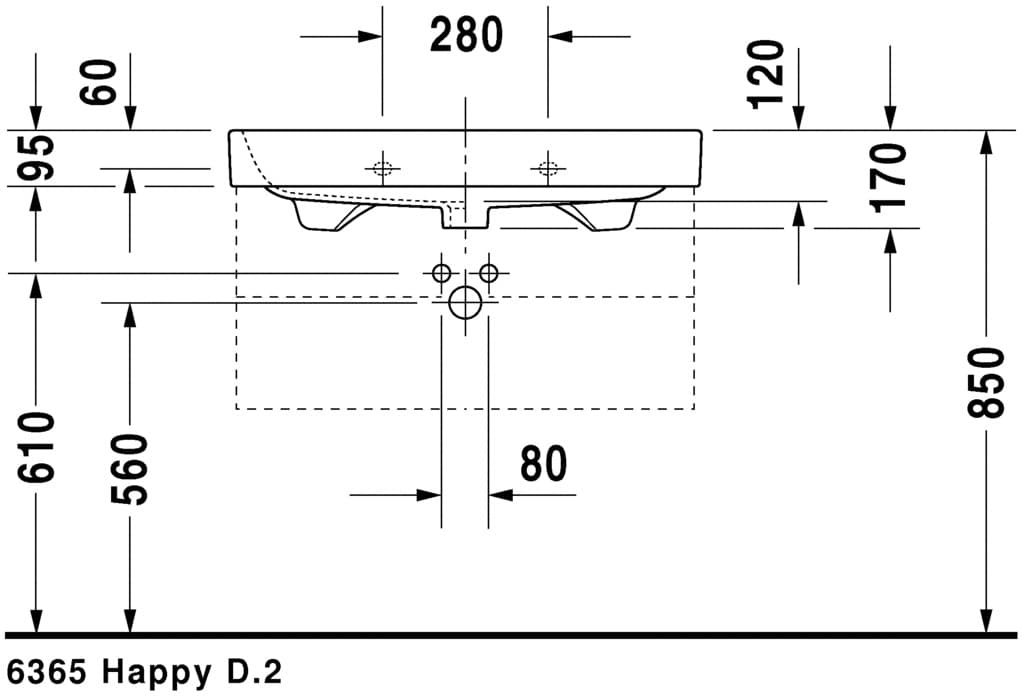 Раковина Duravit Happy D.2 2318800030 80 см глазуровка снизу