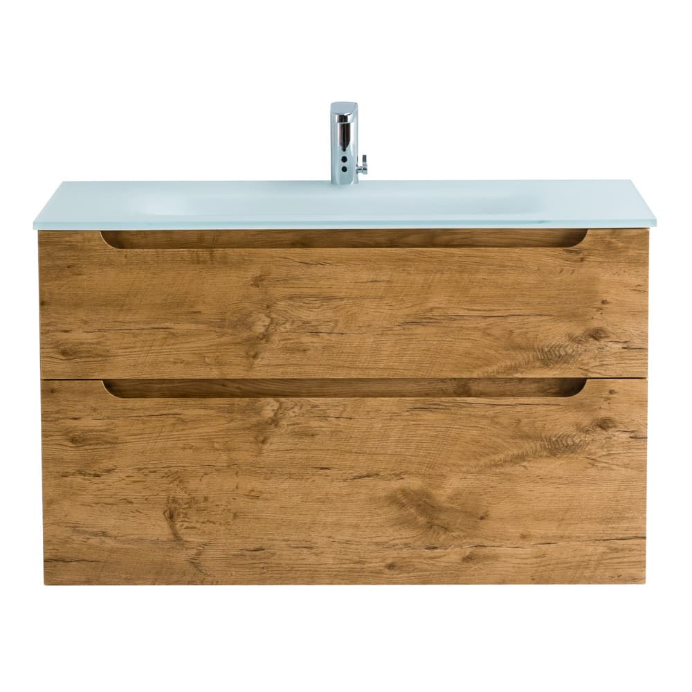 Мебель для ванной BelBagno Etna H-60 90 подвесная, 2 ящика, Rovere Nature (раковина BB910/465-LV-VTR-BO)