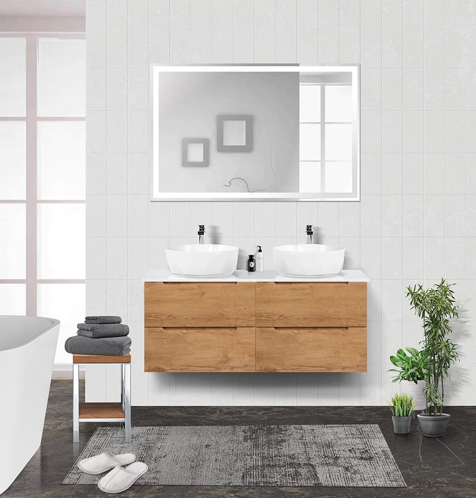 Тумба со столешницей BelBagno Etna 120 (60+60) подвесная, 4 ящика, Rovere Nature