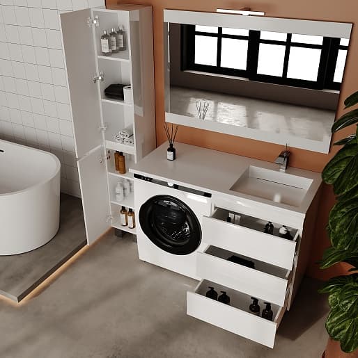 Мебель для ванной Style Line Даллас Леон 120 R Люкс Plus напольная, 3 ящика, белая