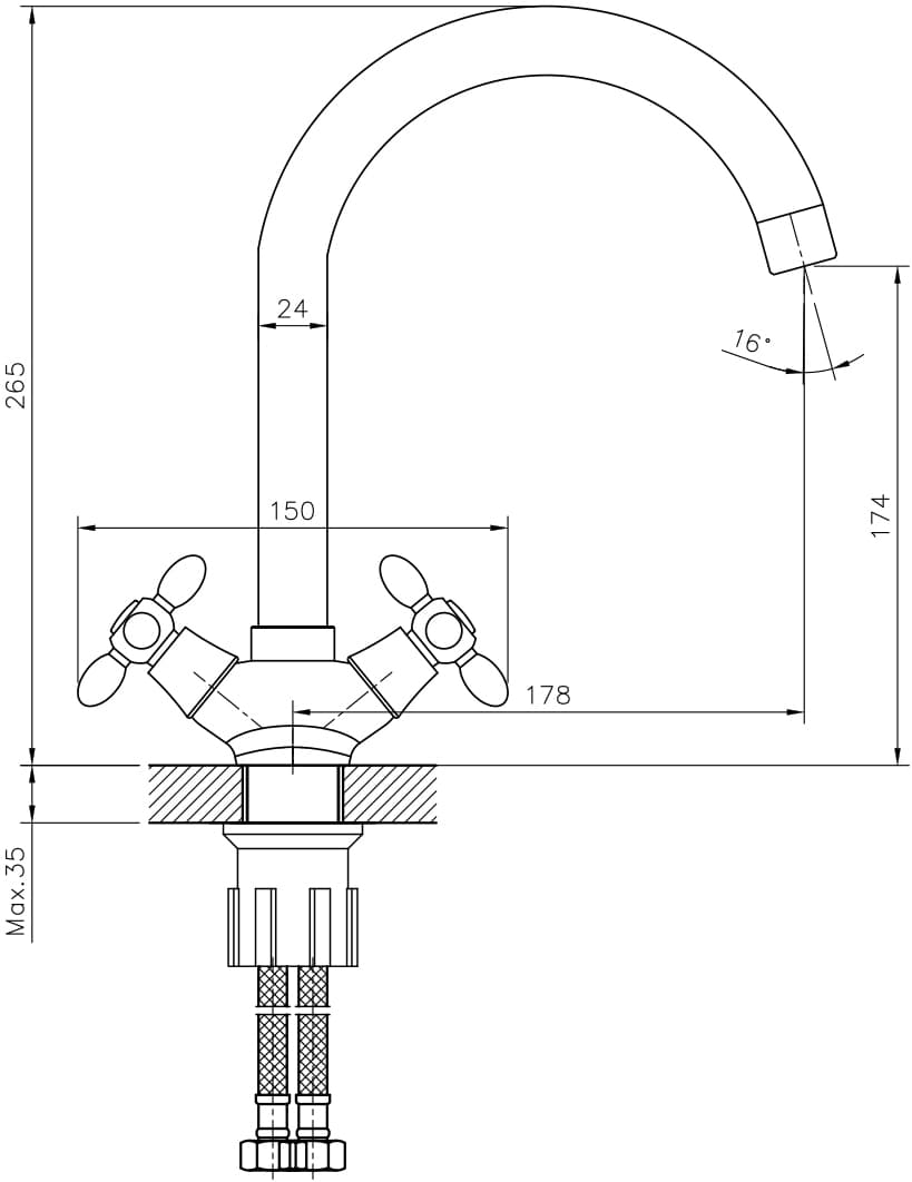 Смеситель Decoroom SO53 DR53028 для кухонной мойки