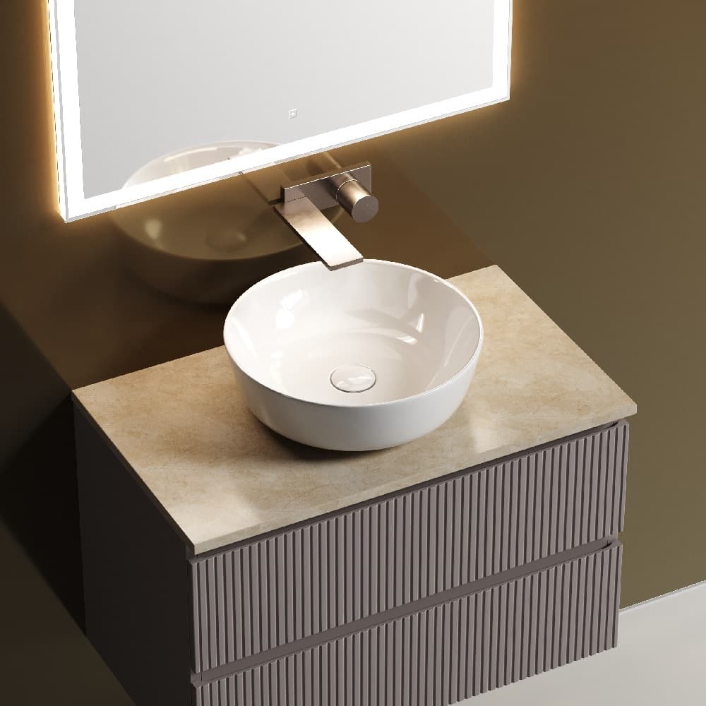 Мебель для ванной Sancos Snob T 80 подвесная, столешница kreman, Doha Soft (без отверстия под смеситель)