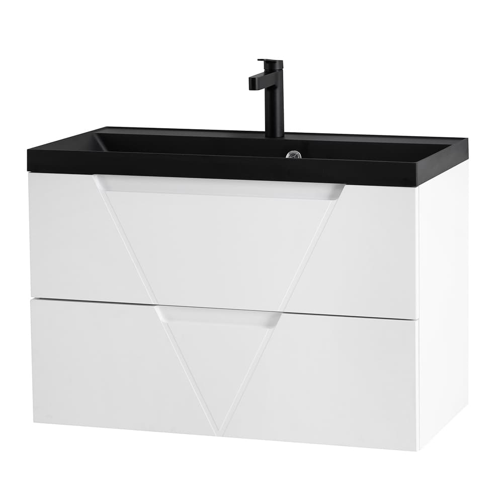 Мебель для ванной BelBagno Vittoria 80 подвесная, 2 ящика, Bianco Opaco (раковина BB800/450-LV-ART-AST-NERO)