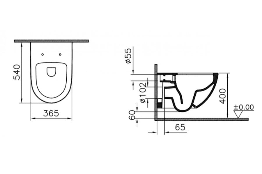 Комплект VitrA Sento L-Box 9830B003-7211 подвесной унитаз + инсталляция