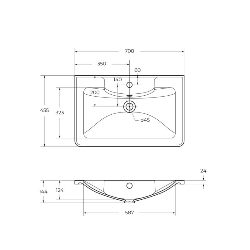 Мебельная раковина BelBagno BB700/455-LV-MR-ALR белая