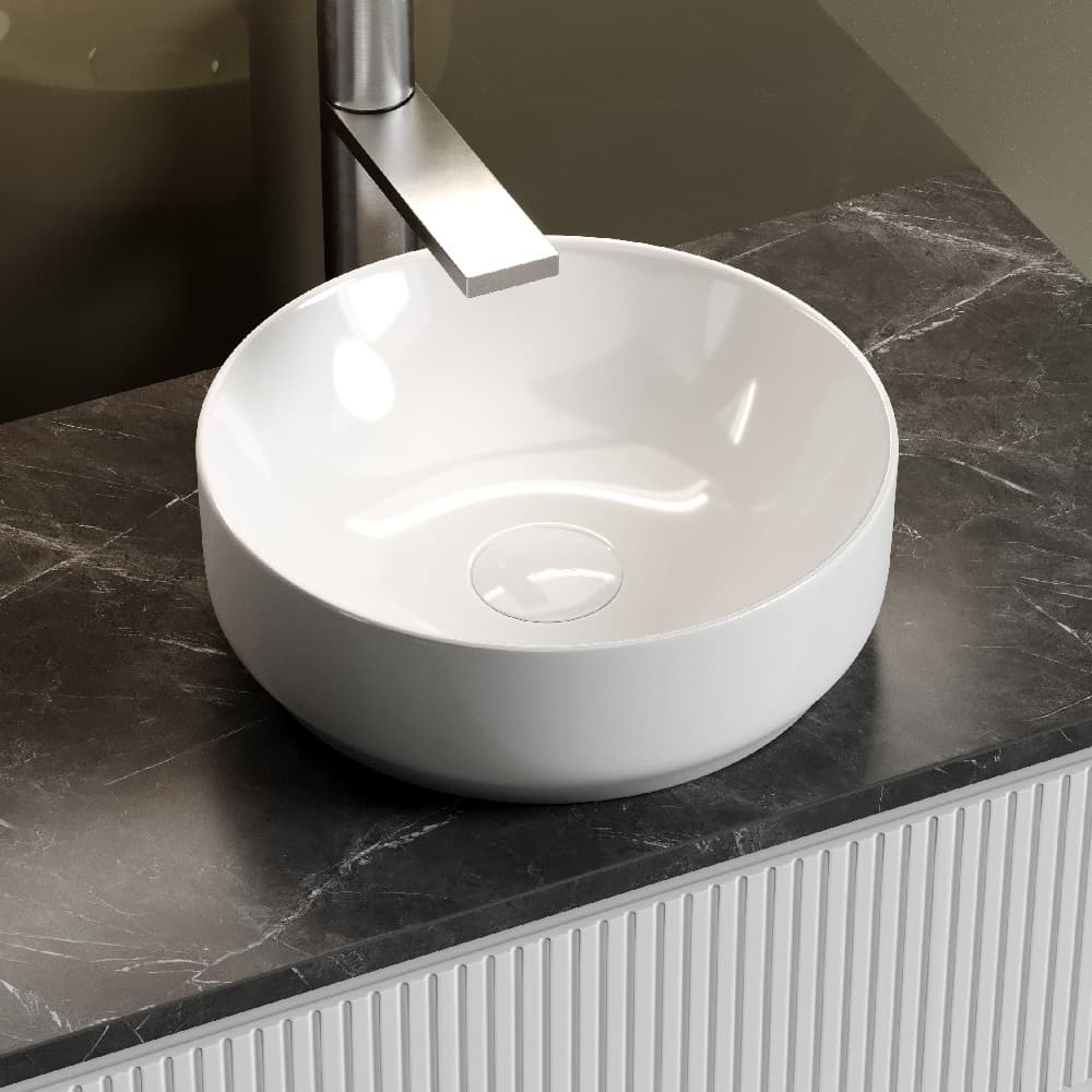 Тумба со столешницей Sancos Snob T 80 подвесная, столешница black sky, Bianco (с отверстием под смеситель)