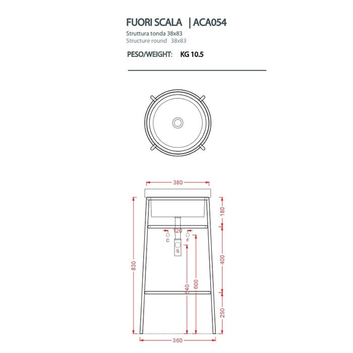 Раковина ArtCeram Fuori Scala TFL032 01 00 40х40 см, белая