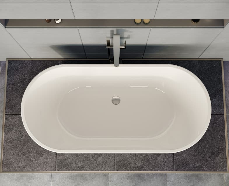 Акриловая ванна VitrA Geo 180x80 отдельностоящая, с ножками и скрытым сифоном