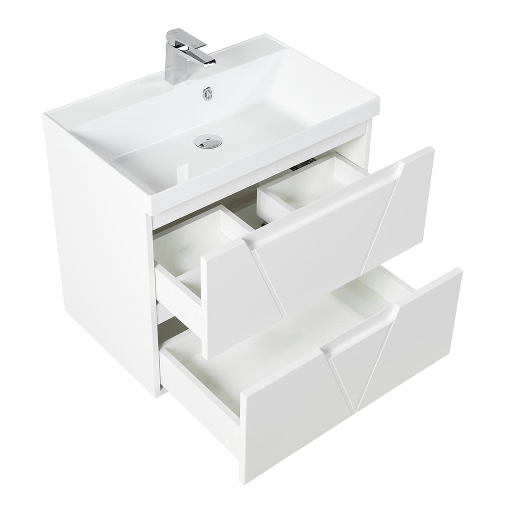 Мебель для ванной BelBagno Vittoria 80 подвесная, 2 ящика, Bianco Lucido (раковина BB800/450-LV-MR-AST)