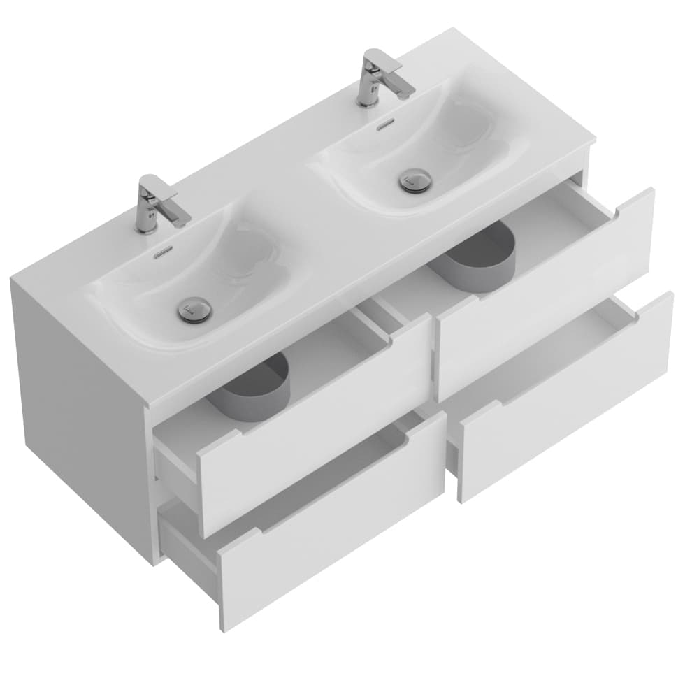 Мебель для ванной Belbagno Etna 120 подвесная, 4 ящика, Bianco Lucido (раковина BelBagno BB-8099-120-2)