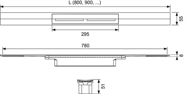 Душевой лоток TECE Drainprofile 671202, золото (с опорами и сифоном)