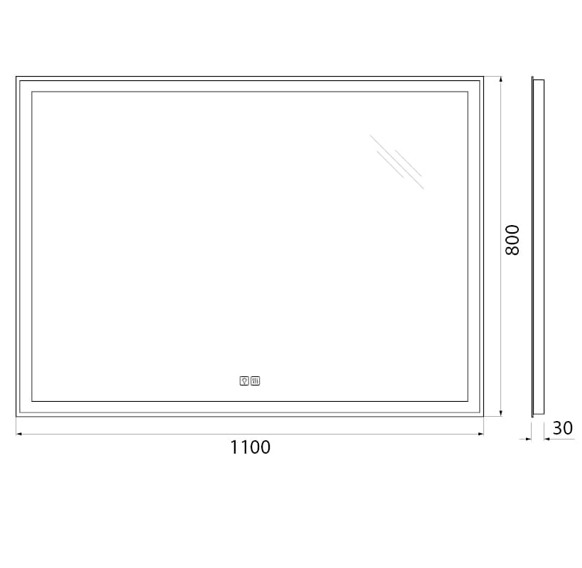 Зеркало BelBagno SPC-GRT-1100-800-LED-TCH-WARM с подсветкой, сенсорным выключателем и подогревом